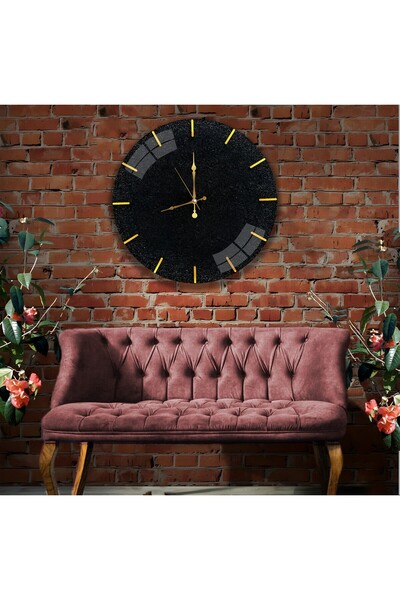 EMYA HOME Black Stone Cam Saat - 60 cm