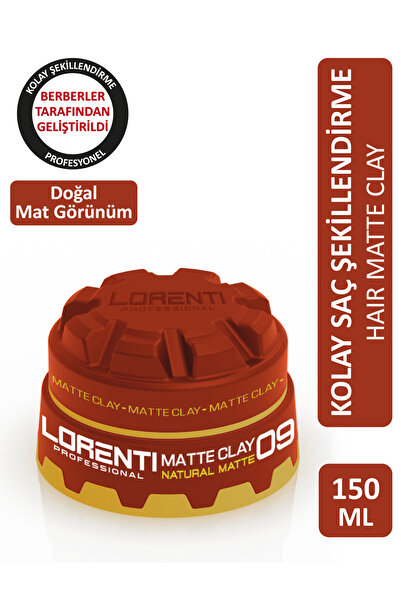 LORENTİ Matte Clay 09 Natural Mat Görünüm Saç Şekillendirici Wax 150 ml