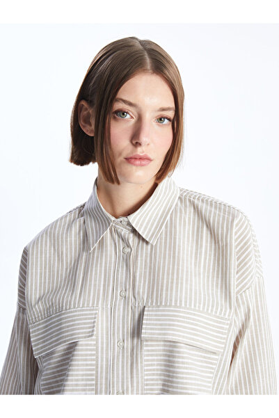 LC Waikiki Hosszú ujjú csíkos túlméretes női ing