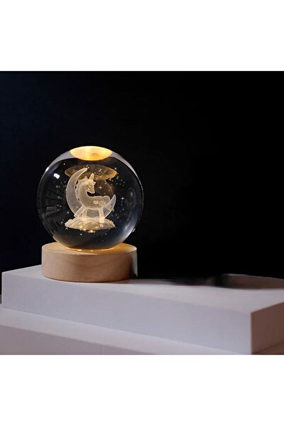 AysalStore Işıklı Unicorn Cam Küresi Usb'li