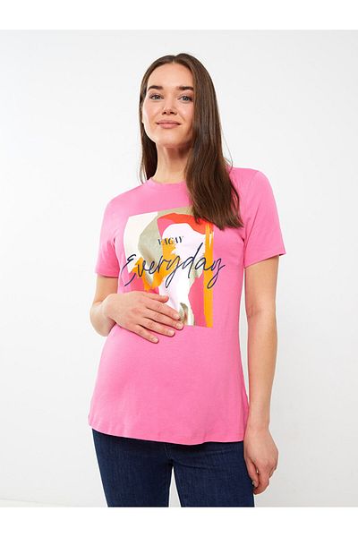 LC Waikiki Umstands-T-Shirt – Rundhalsausschnitt, bedruckt, kurze Ärmel