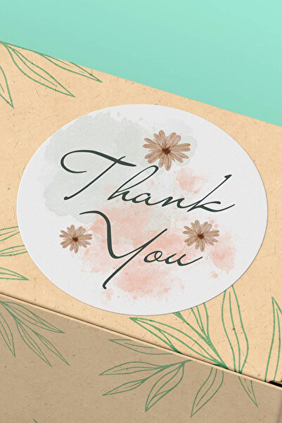 Basic Sense Thank You Sticker Teşekkürler Etiketi Çiçekli Ambalaj Paketleme E...