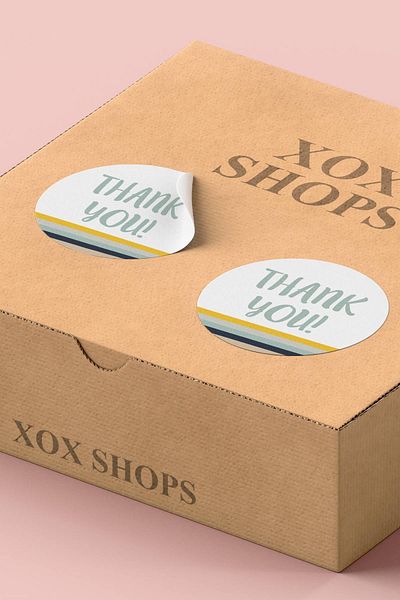 Basic Sense Thank You Sticker Thanks Label Striped Packaging Packaging Coated Label - 3x3cm 90 Pieces - ST2132
