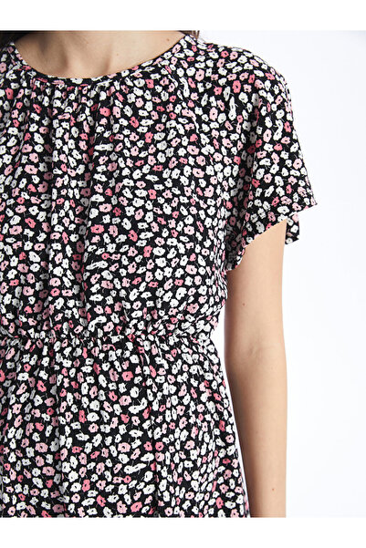 LC Waikiki LCWAIKIKI Sukienka ciążowa z okrągłym dekoltem i nadrukiem, z krótkim rękawem