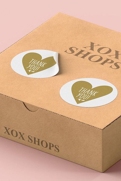 Basic Sense Thank You Sticker Thanks Label With Heart Packaging Package Label - 3x3cm 90 Pieces - ST2134