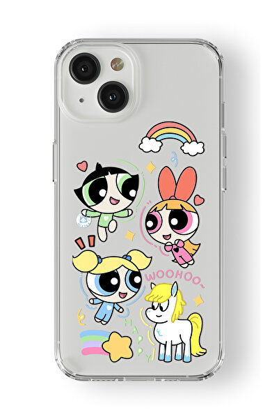 Multitronic iPhone 13 Compatible Powerpuff Girls Design Printed Transparent Case