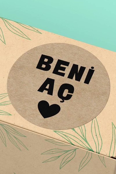 Basic Sense Thank You Sticker Kraft Görünümlü Beni Aç Yazılı Kargo Ambalaj Et...