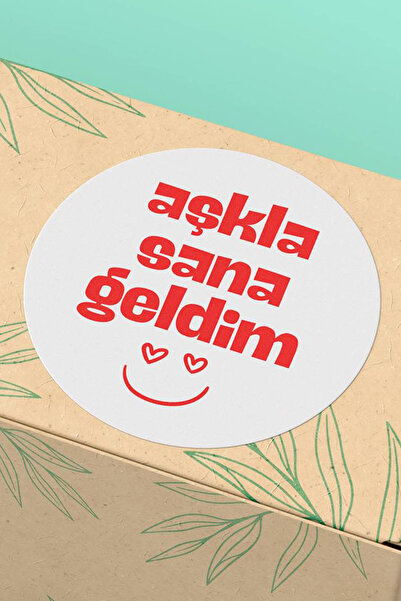 Basic Sense Kırmızı Aşkla Sana Geldim Yazılı Kargo Paketleme Ambalaj Etiketi ...
