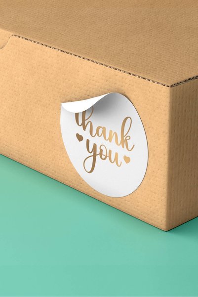 Basic Sense Thank You Sticker Teşekkürler Etiketi Ambalaj Kargo Paketleme Etiketi - 3x3cm 90 Adet - ST2279