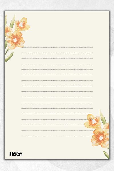 Ficksy Flower Note Paper - A5 Size - 50 Sheets - Notepad - Memopad - Memo Pad - To Do List