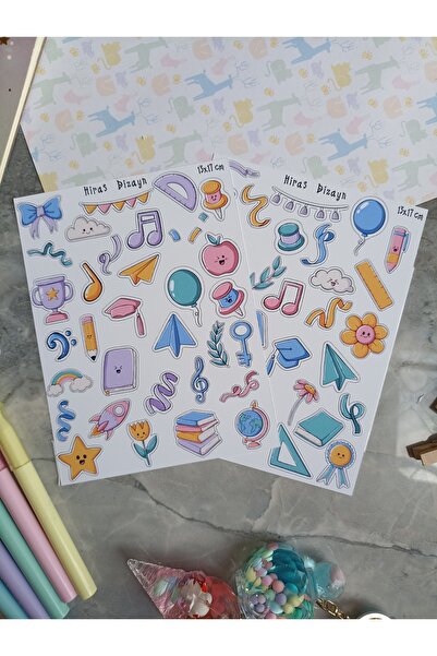 Hiras Dizayn Foi de autocolante drăguțe cu tematică școlară Kawai Autocolante...