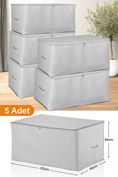 Serstil 5 Adet - Orta Boy Gri Benekli Hurç 63 X 40 X 34 Cm