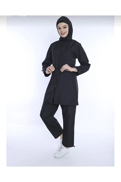 GC GÖKHAN CLUB 4 Piece Full Coverage Water Repellent Quick Drying Adjustable Zipper Hijab Swimsuit