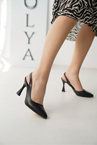 DİVOLYA Pukela Black Leather (8 cm Heels) Daily Use Shoes