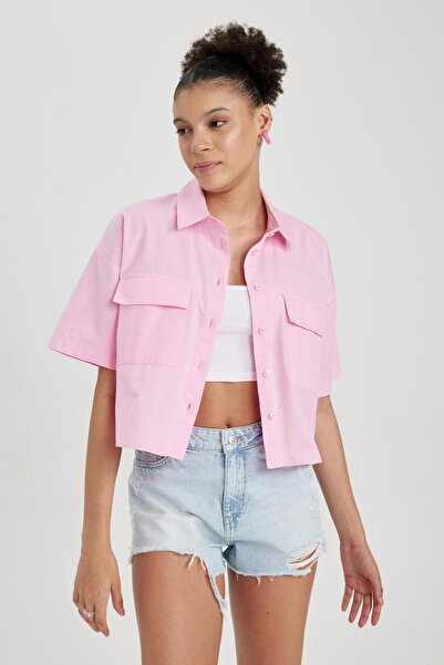 DeFacto Coool Oversize Fit Kısa Kollu 100 Pamuk Gömlek X9682az23sm
