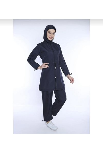 GC GÖKHAN CLUB 4 Piece Full Coverage Water Repellent Quick Drying Adjustable Zipper Hijab Swimsuit