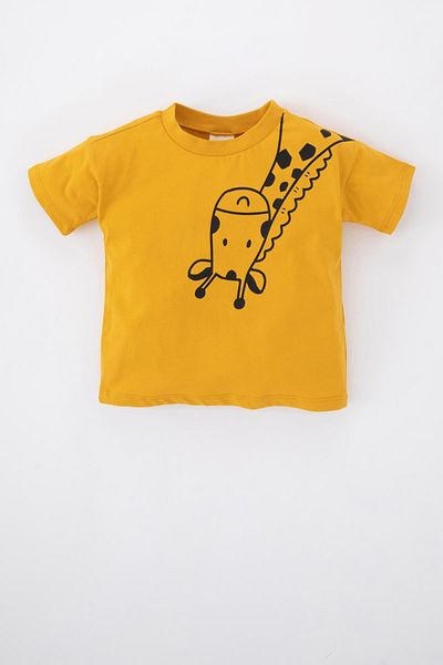 DeFacto Baby Boy Crew Neck Animal Print Short Sleeve T-Shirt Z5401A223Sm