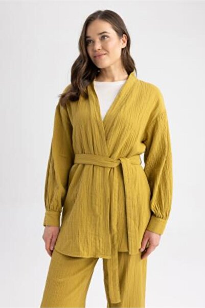 DeFacto Kimono muślinowe o regularnym kroju z dekoltem w kształcie litery V Z3342az23sp