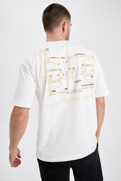 DeFacto Fit Oversize Fit Crew Neck Back Printed Short Sleeve 100 Cotton T-Shirt Z5634az23sp