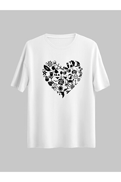 donamod Tricou de vacanță pentru petrecere cu bikini pe plajă de vară cu inimă