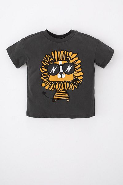 DeFacto Baby Boy Crew Neck Animal Print Short Sleeve T-Shirt Z5400a223sm