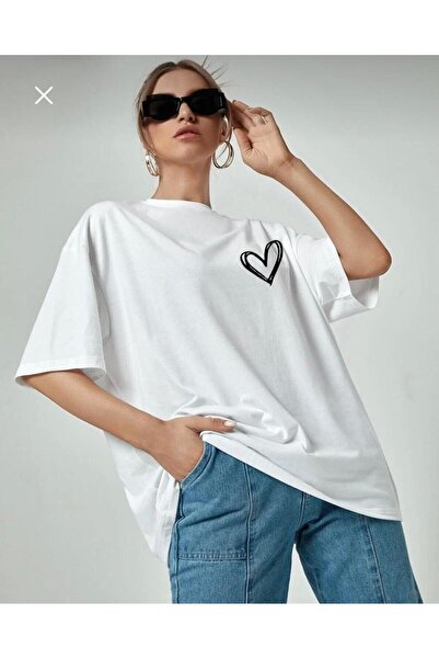 İmpavido impavido - Біла футболка оверсайз з мінімалістичним принтом у вигляді серця