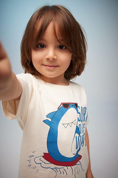DeFacto Baby Boy Shark Printed Short Sleeve T-Shirt Z6957a223hs