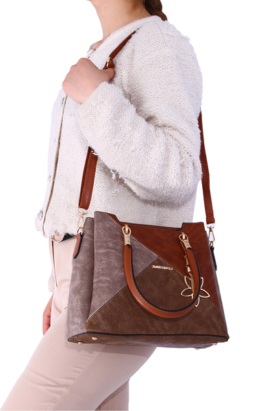 By Hakan Jn-039 Wallet Combination Women's Handbag and Shoulder Bag Mink