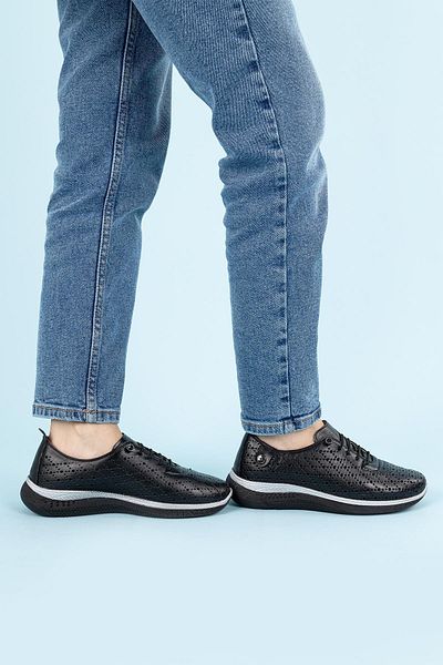Getcho Pantofi casual negri din piele naturală Palmer pentru femei