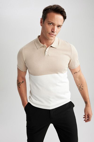 DeFacto Modern Fit Polo Neck Knitwear Short Sleeve T-Shirt Z5534az23sm