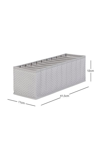 Ocean Home Textile 10 Compartment Gray Herringbone Cabinet Drawer Inside Accordion Type Folding Laundry Organizer