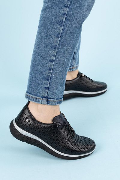 Getcho Pantofi casual negri din piele naturală Palmer pentru femei