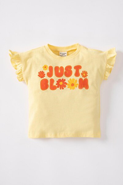 DeFacto Kız Bebek Bisiklet Yaka Slogan Baskılı Kısa Kollu Tişört Z9227a223sm