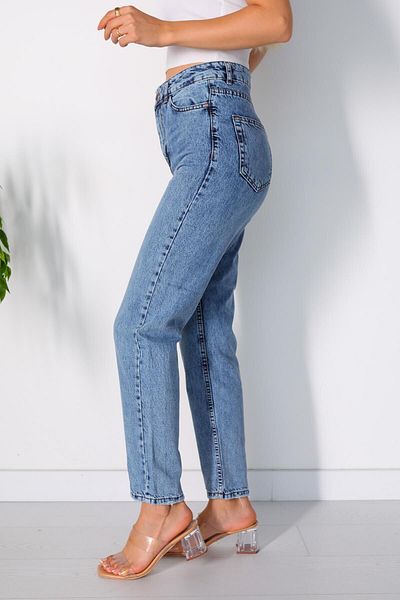 kotmodası Blugi de damă skinny lycra cu talie înaltă albastră - până la gleznă
