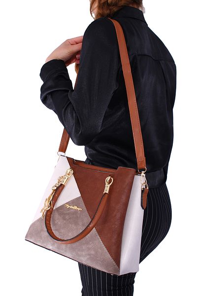 By Hakan Jn-039 Wallet Combination Women's Handbag and Shoulder Bag Cream
