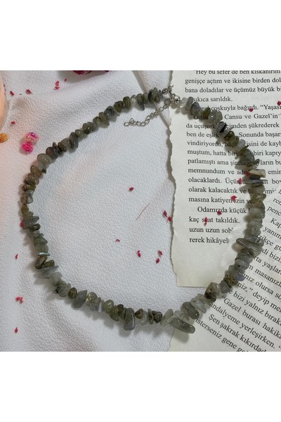 Elifsu Jewelry قلادة من حجر اللابرادوريت الطبيعي المكسور