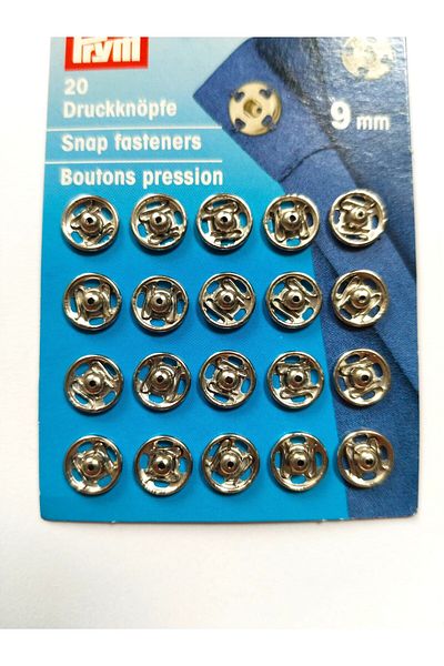 Prym Snap Steel Silver Color 9 mm 20 Pieces