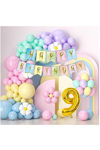 BİDOLUMUTLULUK Makaron Balonlar Doğum Günü Seti Parti Eğlence Kutlama