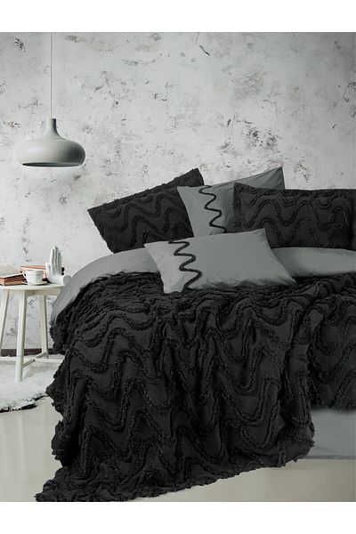 Cotton Box Limi Double Bed Cover Duvet Cover Set Viggo Black