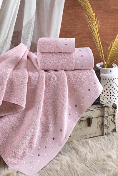 Ellia Soft طقم مناشف حمام رومانسي منقط مكون من 3 قطع مصنوع من القطن 100٪ طقم ...