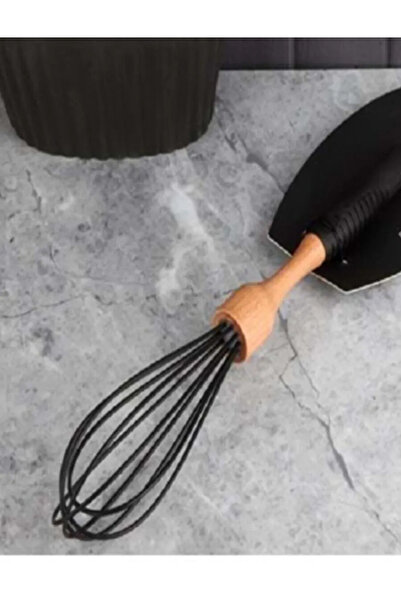 HEYBENİDOLDUR Silikon Bambu Saplı Siyah Çırpıcı