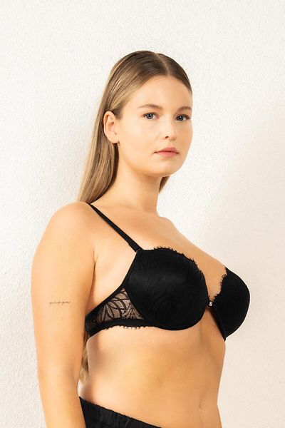 Magic Form Lace Low-cut Push Up Supported Bra - 3769