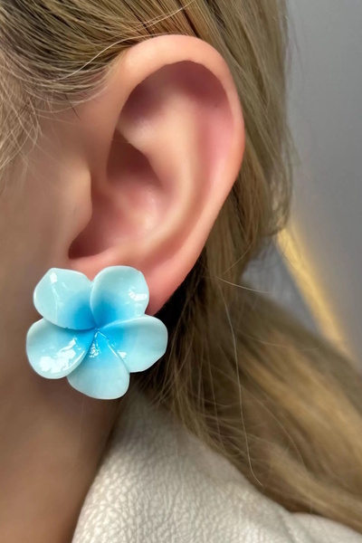 CAŞ DEKORASYON أقراط لوتس زرقاء اللون - زوج (زوج)