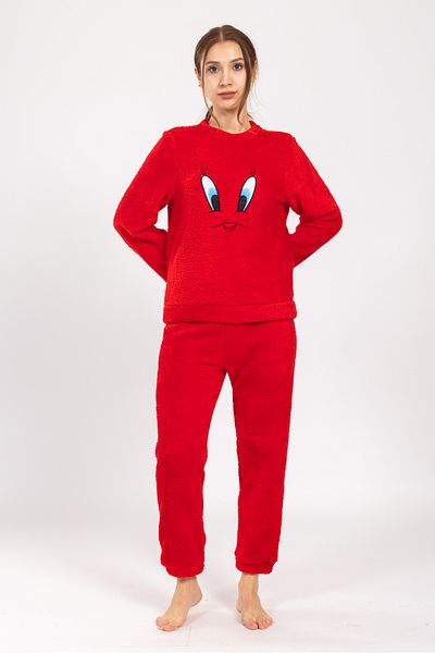 TAMPAP Women's Winter Plush Pajama Set Tweety Set Tampap 8170