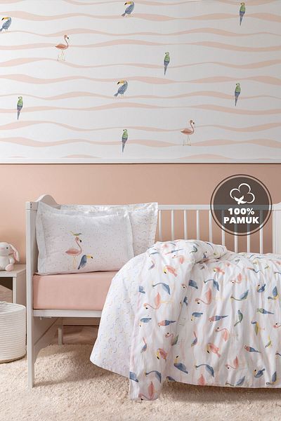 Yataş Mini Nuala Baby Ranforce 100% Cotton Duvet Cover Set - Powder