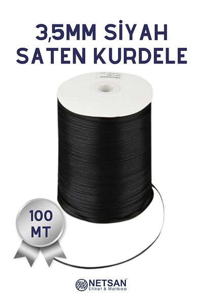 Netsan Etiket Μαύρη σατέν κορδέλα 100mt 3,5mm