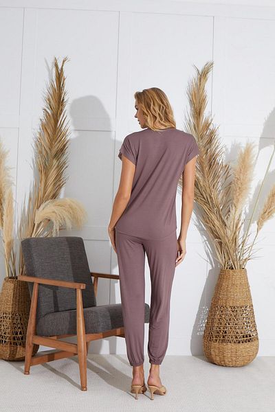Sevim Women's Short Sleeve Mink Pajamas Set C9T6N551