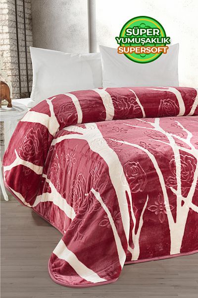 Evlen Home Collection 4 кг. Одеяло Supersoft Embos Thick Soft Plush Double Blanket 220x240 см, цвят Devin Red