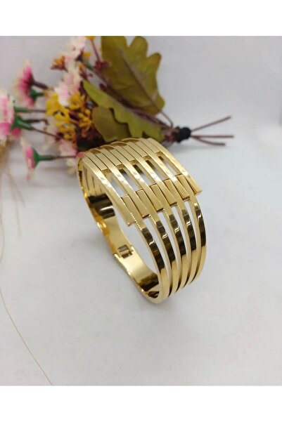 Luna سوار مشبك ضلع فولاذي لون ذهبي