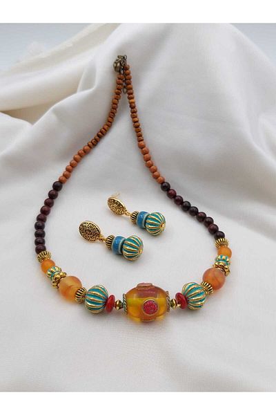 takitokaciniz Handmade Resin Material Necklace Earrings Set